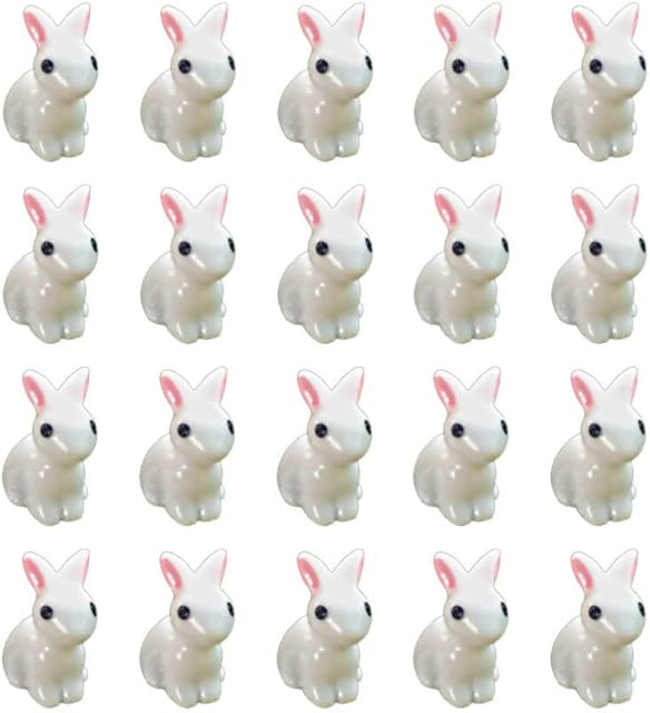EXCEART 35Pcs Easter Mini Bunny Figurines Garden Statue Resin Miniature Rabbit Figure Animal Characters Toys Cake Topper for Aquarium Microlandscape Home Decor