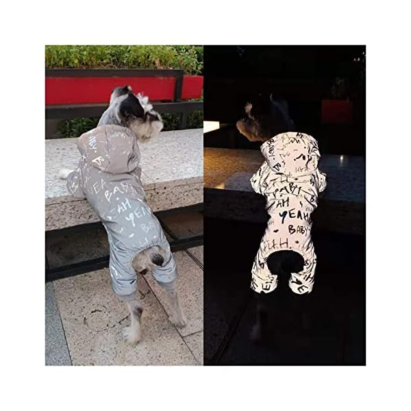 RARIDA Dogs Cold Weather Coats Reflective Clothing for Pets Warm Letter Printing Silve Color Four-Legged Pet Waterproof Small and Medium Dog Winter Jumpsuits (Color : Silver, Size : X-Large) RARIDA Dogs Cold Weather Coats Reflective Clothing for Pets Warm Letter Printing Silve Color Four-Legged Pet Waterproof Small and Medium Dog Winter Jumpsuits (Color : Silver, Size : X-Large)