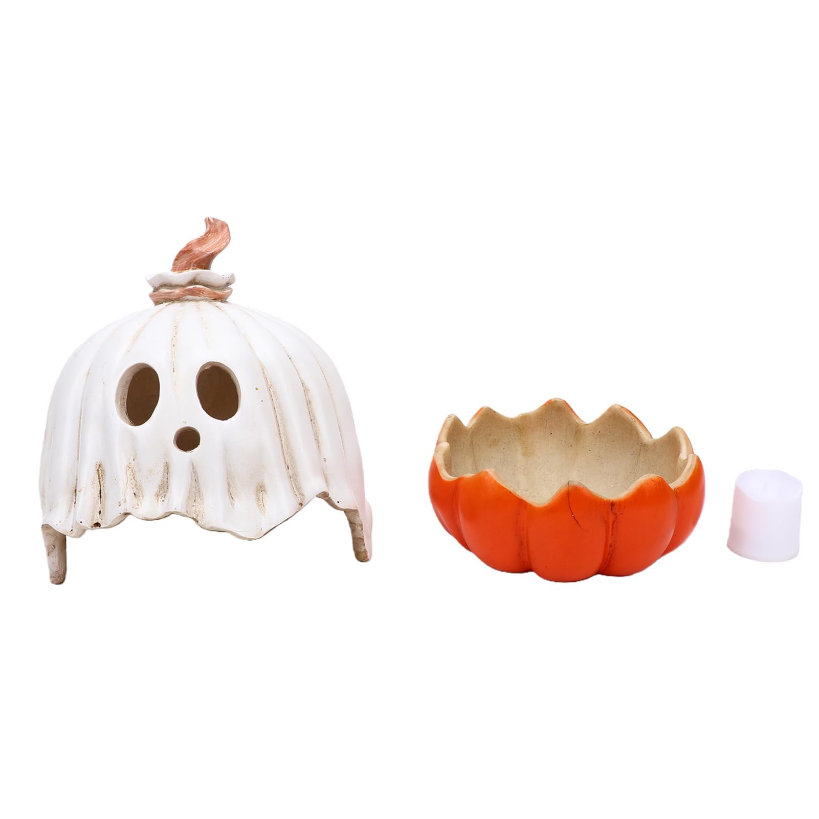 Fockety Portavelas Calabaza, Contenedor de Dulces de Resina Led sin Llama