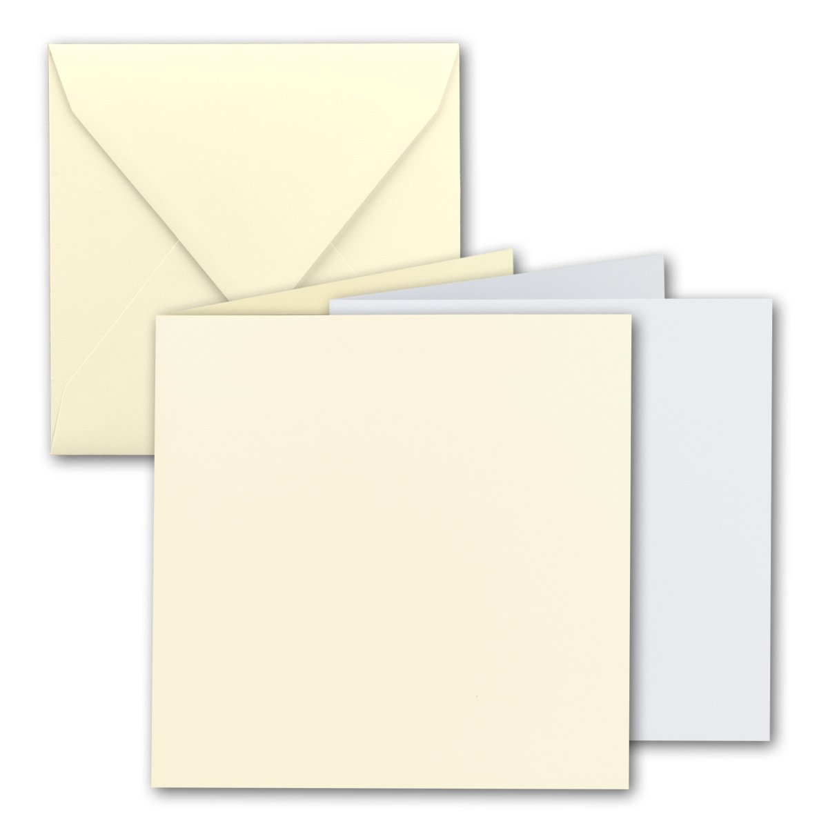 Kwadratowy zestaw składanych kartek I 15 x 15 cm - z kopertami i wkładanymi arkuszami I wanilia I 150 sztuk I kompletny pakiet I wysoka jakość marki: FarbenFroh® firmy Gustav NEUSER®