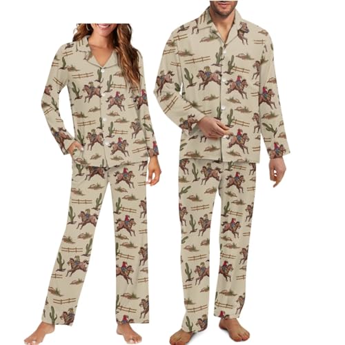 Couple Matching Pajamas Womens Pajamas & Men's Pajama Sets Button-Down V-Neck Sleepwear House Wear Loungewear Sets