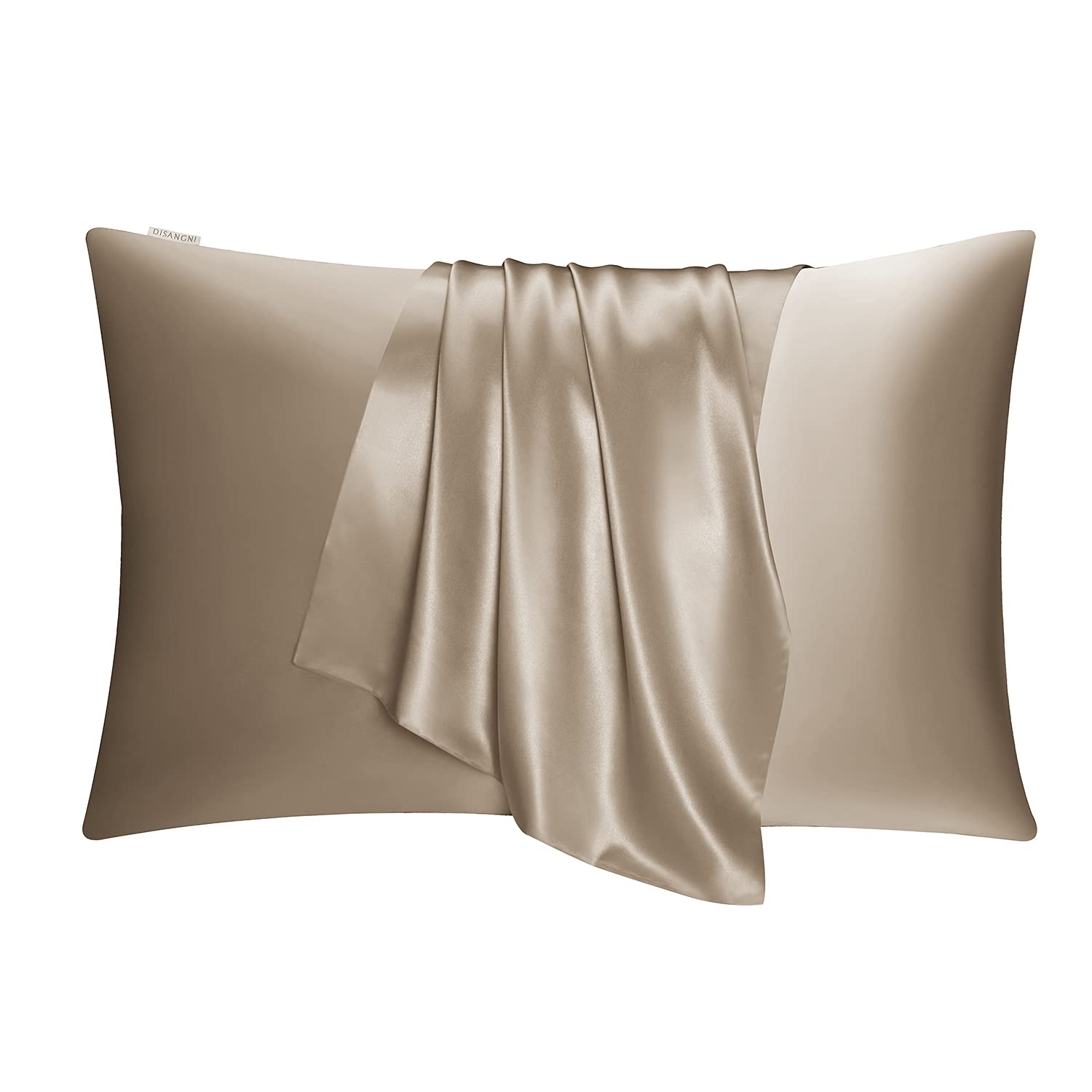 DISANGNI Funda de almohada de seda de morera 100% natural para cabello y piel, con cremallera oculta, 22 Momme en ambos lados, funda de almohada de seda real (2 piezas tamaño Queen de 20 x 30