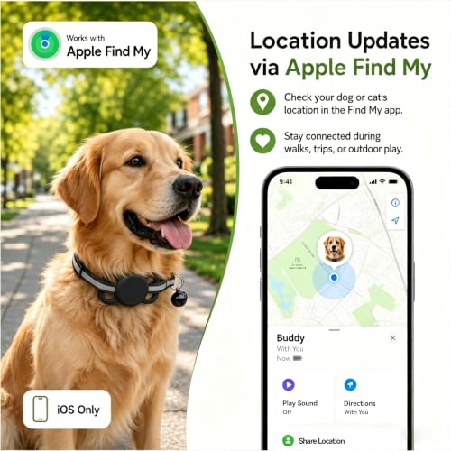 Dog Tracker, GPS Tracker for Dogs with Real-Time Location Tracking, No Monthly Fee or SIM, IP68 Waterproof Mini Pet Finder, 365-Day Battery, Stay Connected & Worry Less, iOS Only (Black) - Image 4