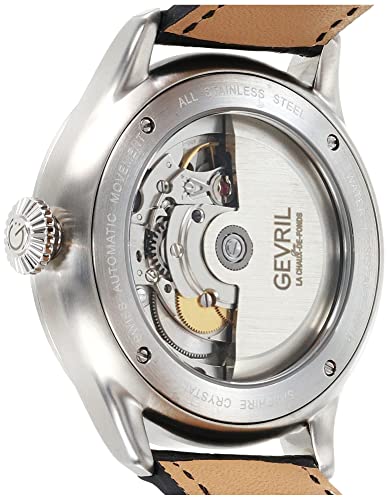 Gevril 43501-05 Men's Vaughan Swiss Automatic Watch, Genuine Italian Black Leather Strap4