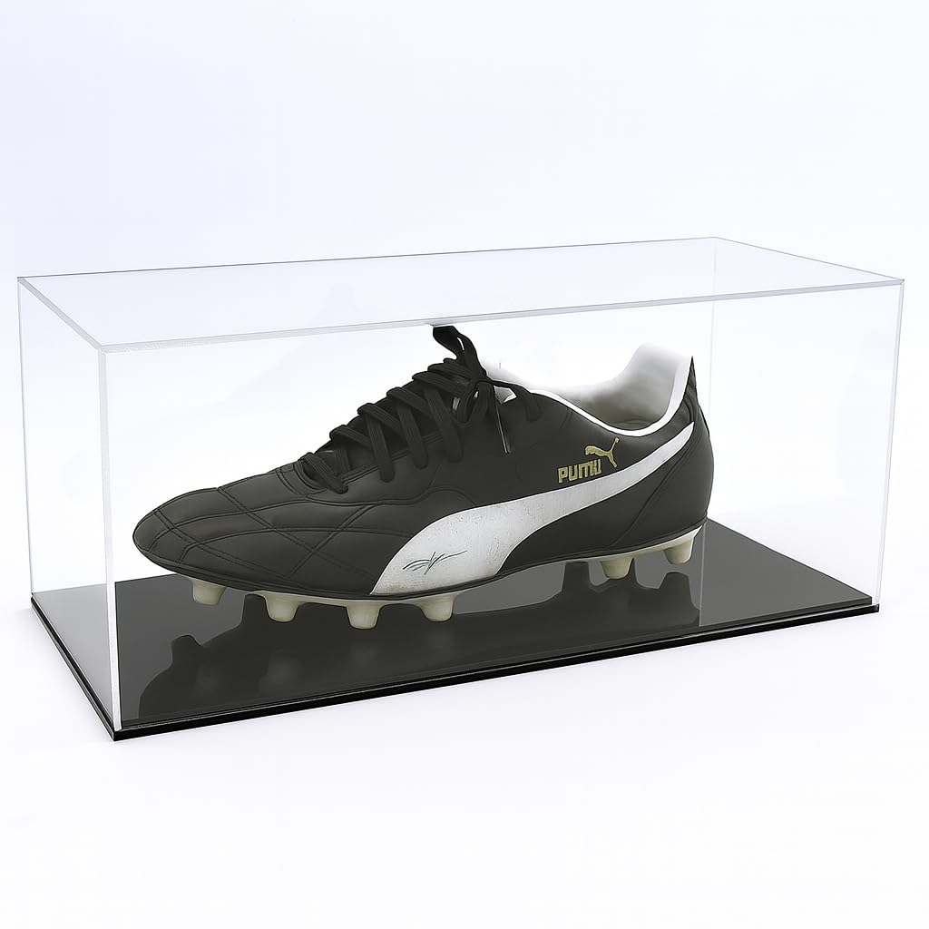 Puffin Plastics Black, White, Clear, Mirror Football Boot Display Case - Single
