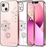 [Komplett Kompatibel mit iPhone 13 mini] : Handyhülle für iPhone 13 mini Hülle silikon. Schutzhülle für iPhone 13 mini Hülle transparent silikon speziell entworfen für iPhone 13 mini. Das für iPhone 13 mini Hülle ultra dünn Flexible TPU silikon glitzer löwenzahn Blumen muster ist sehr elegant und für den täglichen Gebrauch geeignet.