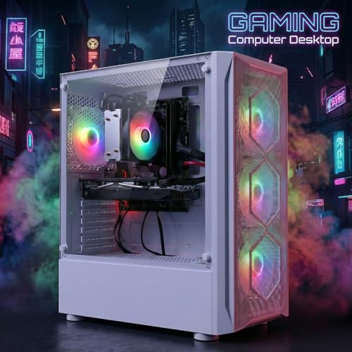 Image of STGAubron Gaming PC Desktop Computer, Intel Core i7 up to 3.9G, Radeon RX 5600 XT 6G, 16GB RAM, 1TB SSD, 600M WiFi, BT 5.0, RGB Fan x4, Windows 11 Home