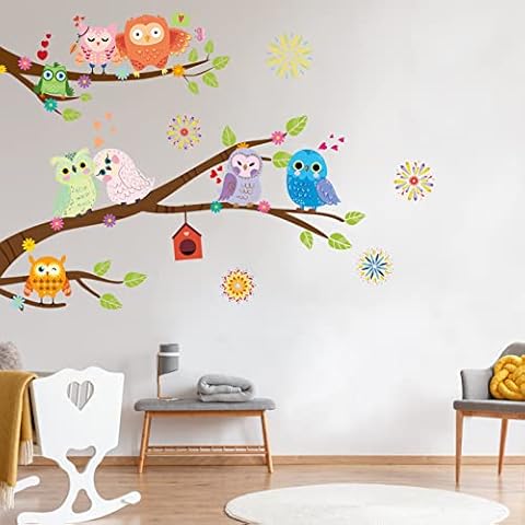 AnFigure Owl Tree Branch Wall Decals Cover