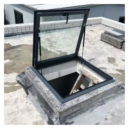 ZJKXJH Trampilla de Suelo Trampilla de Acceso Al Tejado Empotrada 50x50/55x55/60x60/65x65/70x70/75x75/80x80 cm, Claraboyas para Tejados Planos/Inclinados(60x60cm)