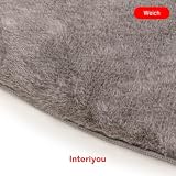 Interiyou Fargo - Teppich Wohnzimmer 80x80 cm Rund Grau - Kurzflor Waschbar und rutschfest - Flauschiger Fellteppich aus Kunstfell - weicher Langflor Fell