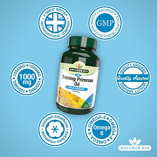 Natures Aid Evening Primrose Oil 1000Mg – Cold Pressed Omega-6 Gla – Supports Hormonal Balance & Skin Health – High Strenghth Potency – Non-Gmo, Gluten-Free – 90 Softgel Capsules - 4