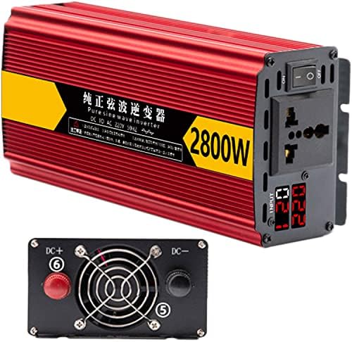 2800W Pure Sine Wave Inverter 12V/24V/48V/60V/72V to 220V/110V, High-Efficiency Power Converter for Motorhomes, Boats, Camping, Household Use - Reliable & Portable