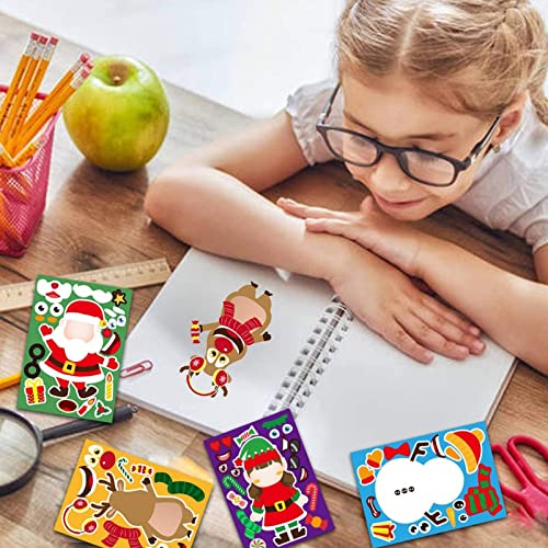 Crianças Puzzle Adesivos de Natal - Etiqueta de quebra-cabeça de Natal Matching Game Toy com olhos,