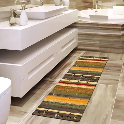 Alfombra de pasillo marrón oscuro 70x80 cm lavable 4