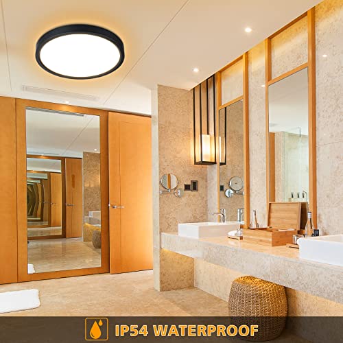 Unicozin Dimmable LED Flush Mount Ceiling Light with Remote Control, Wired 3000K-6000K Color Changing, 12Inch 24W(150W Equiv) 2200LM, Round Flat Ceiling Lamp Black for Bedroom, Living Room, Kitchen by Unicozin - Used condition - Image 6