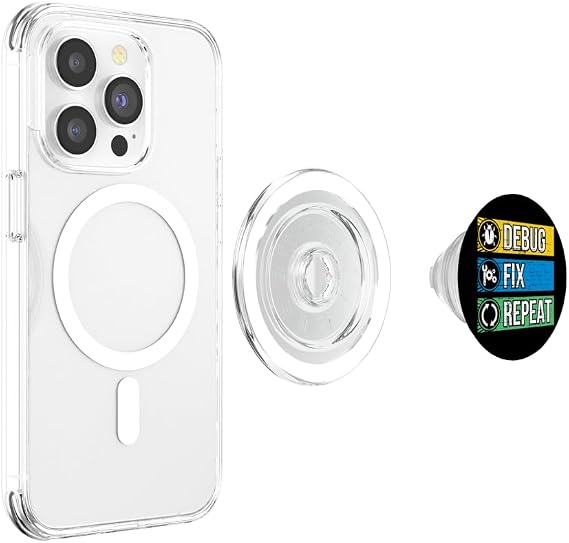 Debug Test Fix Repeat Funny Debugging Programmer PopSockets PopGrip for MagSafe