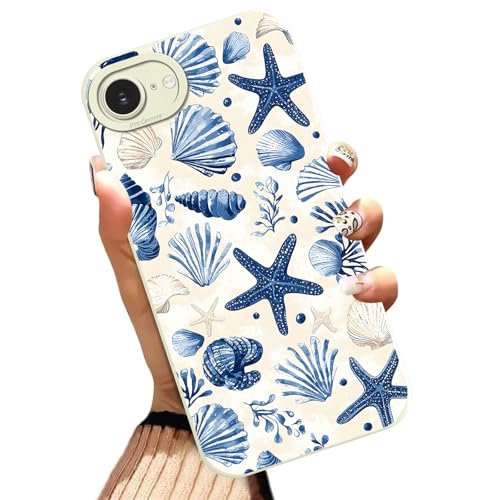 Coque iPhone 17e motif girly étoile de mer et silicone souple blanc