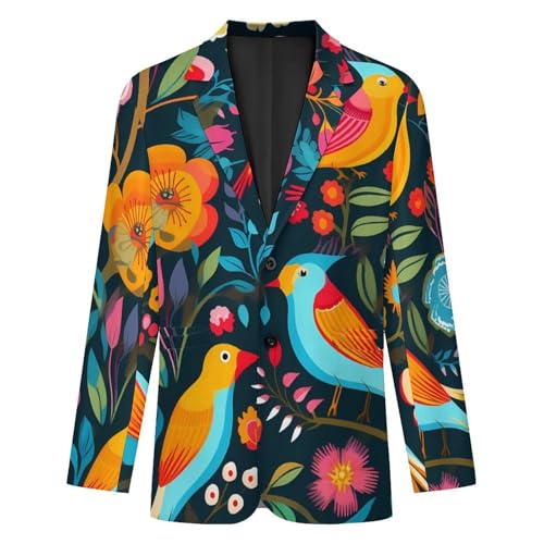 Birds Flowers Men's Casual Blazers Slim Fit Sport Coats Blazer Two Buttons Suit Jacket for Work Party4