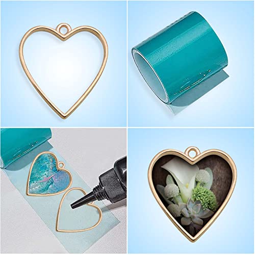 30Pcs Heart Open Bezel Pendants Metal Blank Frame Hollow Charms Peach Heart Shaped Craft Bezels Molds Pendants For Resin Crafts Diy Jewelry Making Findings, 3 Colors #TOP3