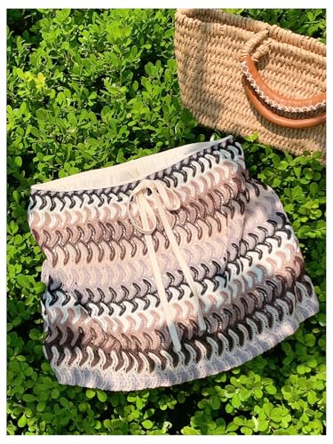 Milumia Women's Boho Knit Mini Skirt Summer Drawstring Waist Short Skirts3