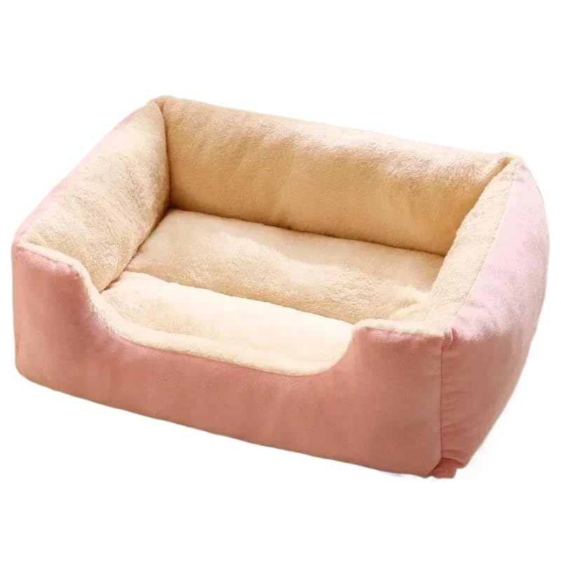 leaderss Bed Pet，Pet Bed Sofa Cat Beds Dog Sofa Soft Pet Square Plush Kennel Warm Thickened Cat Bed Washable Plush Medium Small Dog Bed House Pet Supplies(Pink,45x30cm)