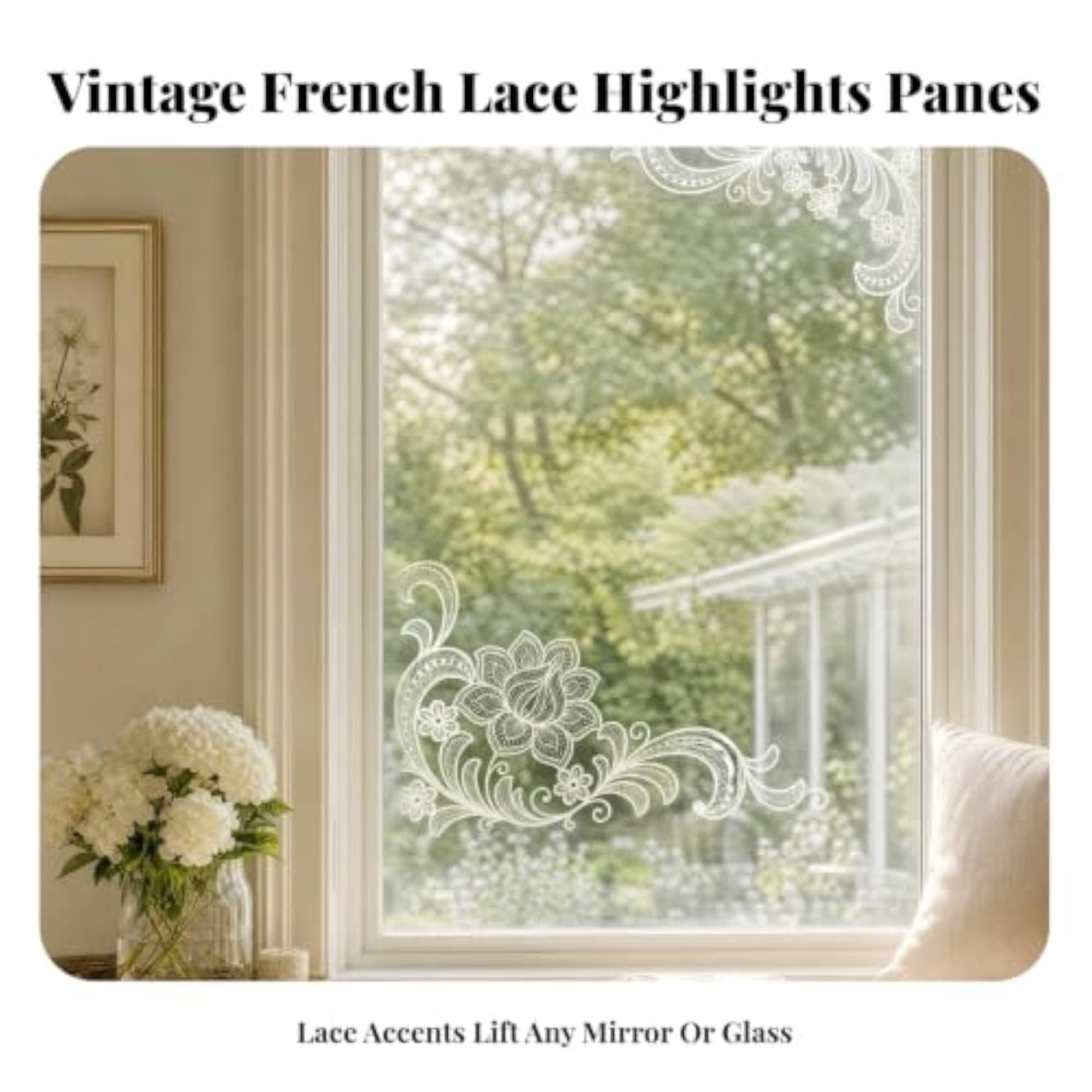 Ornamental Pattern Translucent Window Decal Peel and Stick