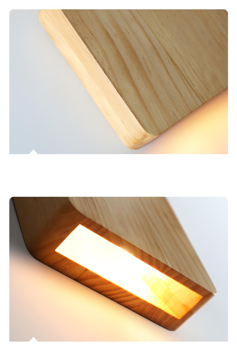 LED Wandleuchte Holz Eckig Design Modern Minimalistisch Wandlampe für Wohnzimmer Schlafzimmer Flur Treppenhaus Diele Lampe G4 Leuchte Leuchtet nach oben und unten (Holzfarbe, 16cm, Warmweiß 3000K)