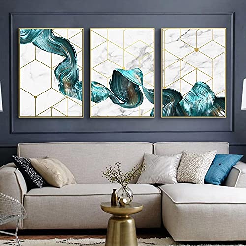 Láminas de tela azul geométricas de 50x70cm para renovar paredes vacías