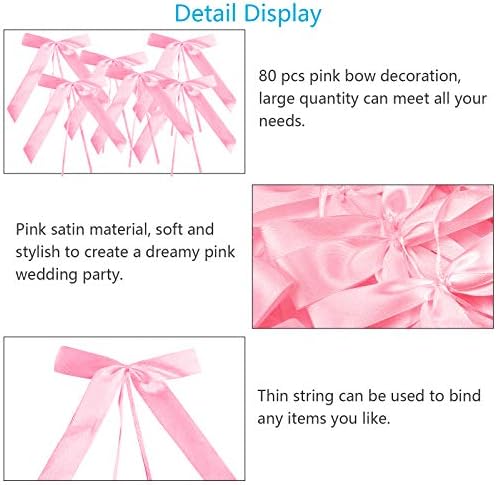 LOOPES 80Pack Pink Bows,Satin Ribbon Bows for Gift Wrapping Car DIY Crafts Wedding Birthday Party Valentine's Day Xmas Easter Decor Wreath Ornament(Pink)