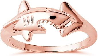 Large Shark Rings Adjustable Sea Animal Fish Rings Giant Shark Ring for Men Women Ocean Animal Shark Ring Open Jewelry Gifts Copper Size 8