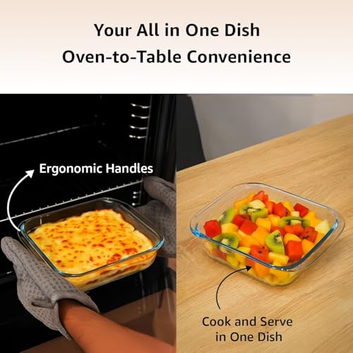Image of Borosilicate Square Glass Baking Dish, Baking Tray, Oven and Microwave Safe