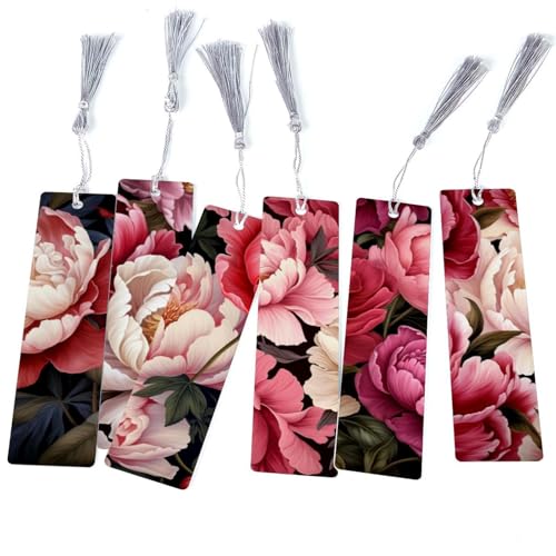 Marque-page pivoine : lot de 6 signets élégants pour livre
