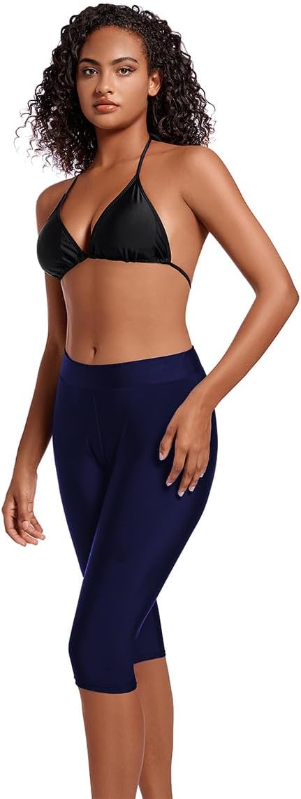 Akaeys Women Knee Length Swim Shorts Leggings Sun Protection Rash Guard Pants Sports Crop Swim Tights Tankini Bottom - Image 5