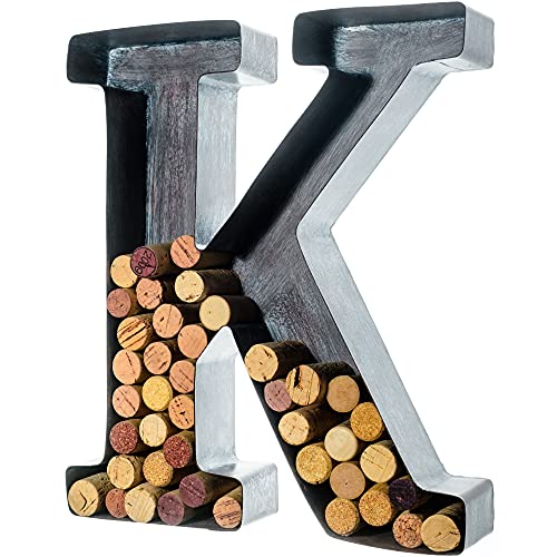 Metal Monogram Letter K Wine Cork Holder by Wills