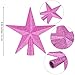 Aneco 3 Pack 4 Inches Glittered Mini Star Christmas Tree Topper Star Treetop for Small Christmas Tree Ornaments, Silver, Pink and Blue