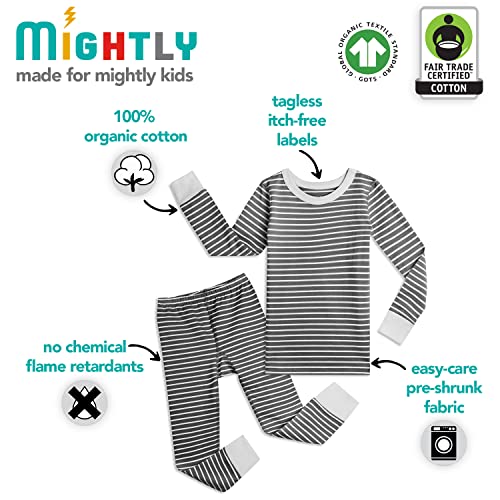 Mightly Boys and Girls' Pajamas | 100% Organic Cotton Soft, Elastic and Comfortable Footless Pajama Set for Toddlers & Kids3