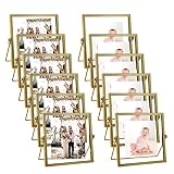 Merkunis 12 Pack 4 x 4 Inch Gold Picture Frame Gold Frames Floating Picture Frames Collection,Vintag