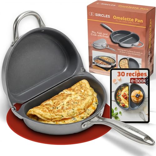 SIRCLES Omelette Pan Double Sided Non Stick Omelette Maker, 3004 Aluminum, Induction Compatible,...