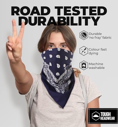 Image of Tough Headwear Paisley Bandana Head Wrap, Scarf Large 21x21 (12 Pack - Black)
