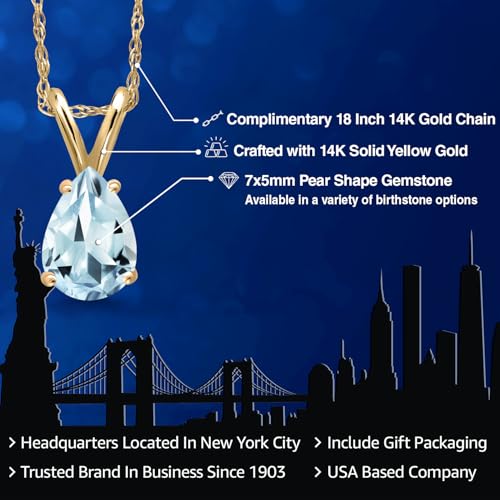 Gem Stone King 10K Yellow Gold Pear Shape 7X5MM Gemstone Teardrop Pendant Necklace for Women With 18 Inch Chain | Fine Jewelry Gifts for Her Mom Women Wife2