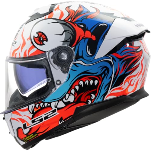 Casque Moto Intégral Stream II Inferno LS2 Blanc Bleu Route Route