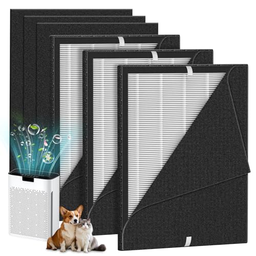 Image of KJ190L Filter Replacement Compatible with MOOKA KJ190L Pet Air Purifier | for Large Room with 2000 Ft,3 KJ190L Replacement Filters and 6 Washable Washable Pre-Filters