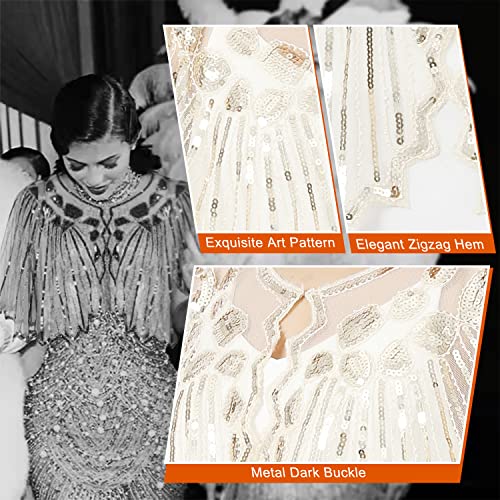 Bacophy Women's 1920s Shawl Wraps Beaded Sequin Gatsby Cape Evening Bolero Flapper Cover Up2