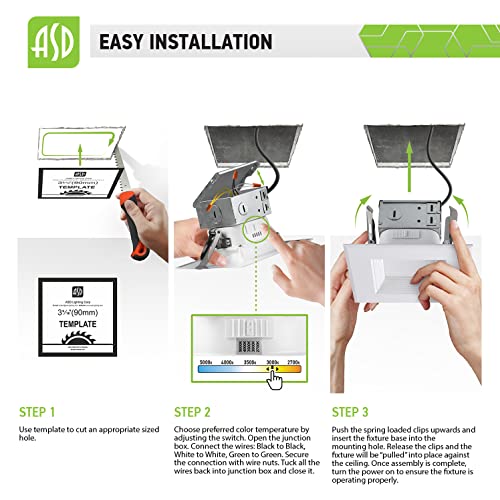 Asd 12 Pack 4 Inch Led Recessed Lighting With Integrated Junction Box - 10W 722Lm 2700K-5000K Cct Selectable Dimmable Canless Light - Wet Location & Ic Rated Square Downlight - Ul & Energy Star #TOP7