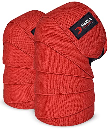 DMoose Fitness Compression Knee Sleeves Wrap, Fitness & Support for Workouts & Running, Knee Brace for Men, Knee Sleeves for Women Knee Pain, Knee Support for Women - Black/Stripes (Pair)