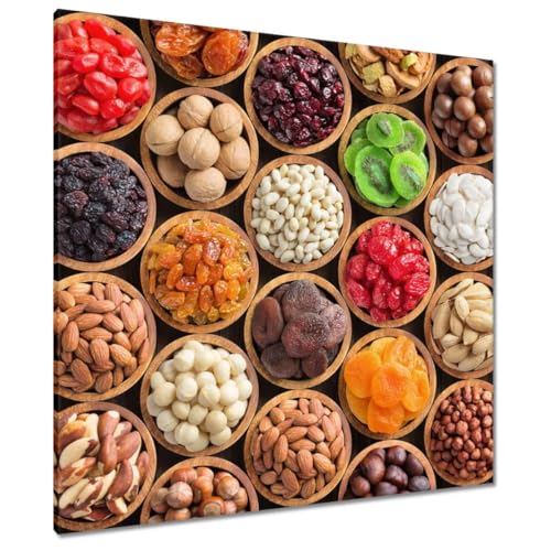 Décoration Fruits secs et noix 90x90 cm pour habiller un grand mur
