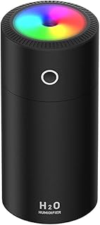 Dricar Humidificateur d'Air Bébé, 310ML Mini Humidificateur Portable, Arrêt Automatique, 7 Couleurs LED Veilleuse Humidificateur USB pour Maison Chambre à Coucher Voiture Bureau (Noir)