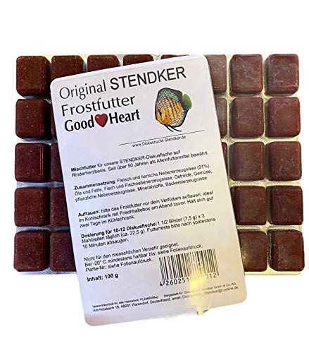 Frostfutter Sparpaket 50 x Stendker GoodHeart Diskusfutter Diskus Frost Futter Rinderherz 100g Blister + 100g Beef - Lover Granulat Gratis dazu