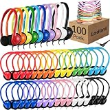 Ladont 100 Pack Classroom Headphones Bulk for Students Kids Boys Girls Teens, Wholesale Wired Multi...
