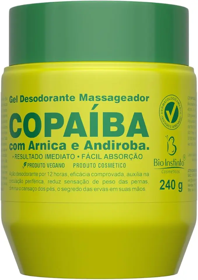 Gel Massageador Copaíba e Andiroba Bio Instinto com Arnica Ação Refrescante e Relaxante Muscular Bem Estar Pós Atividade Física
